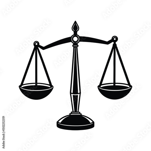 traditional balance scale with suspended pans vector illustration isolated on white background.