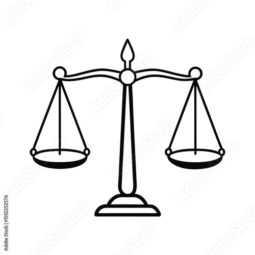 traditional balance scale with suspended pans vector illustration isolated on white background.
