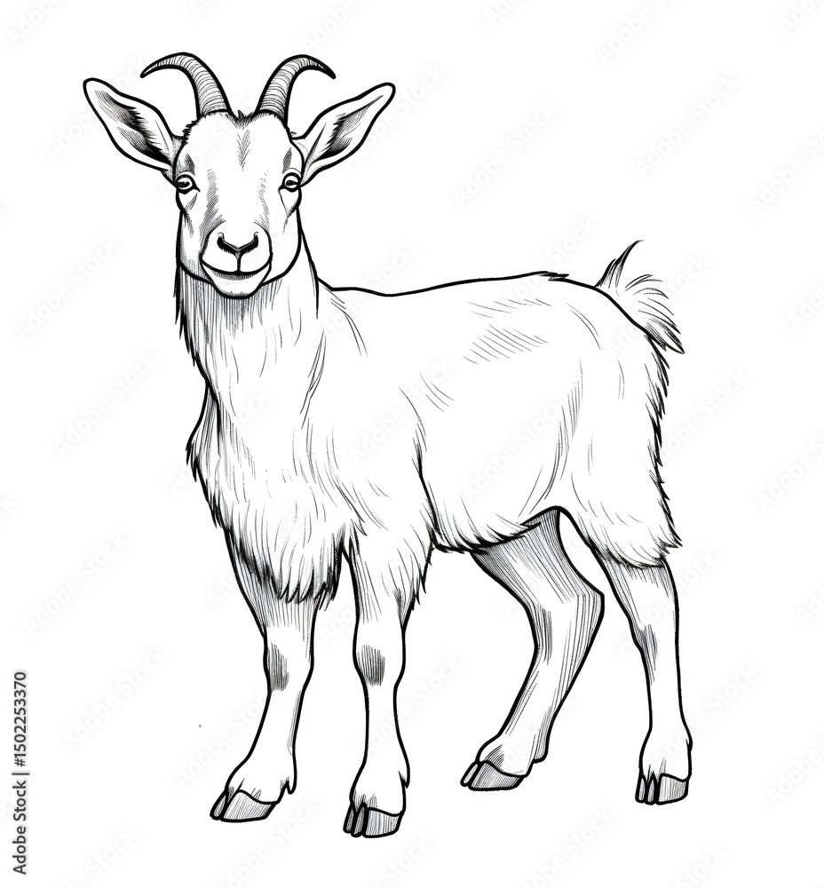 Fototapeta premium A goat, coloring page.