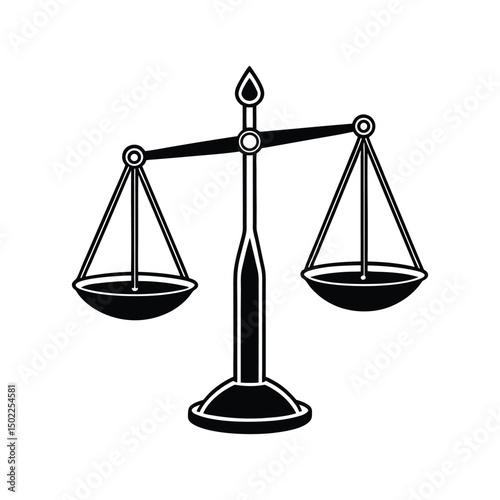 traditional balance scale with suspended pans vector illustration