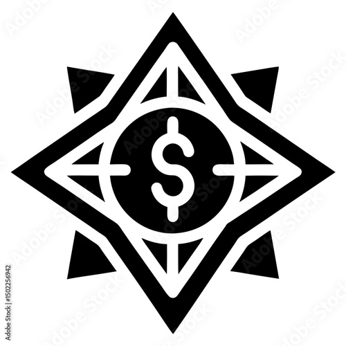 Dollar sign target star silhouette vector illustration