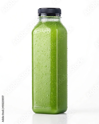 Refreshing Green Juice in a Clear Plastic Bottle A Healthy and Delicious Beverage Choice