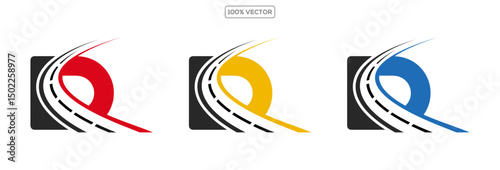 D letter road way logo creative design template in transparant background