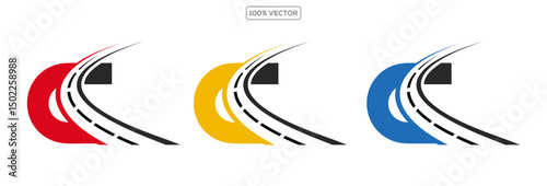 C letter road way logo creative design template in transparant background
