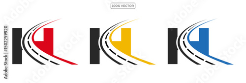 H letter road way logo creative design template in transparant background