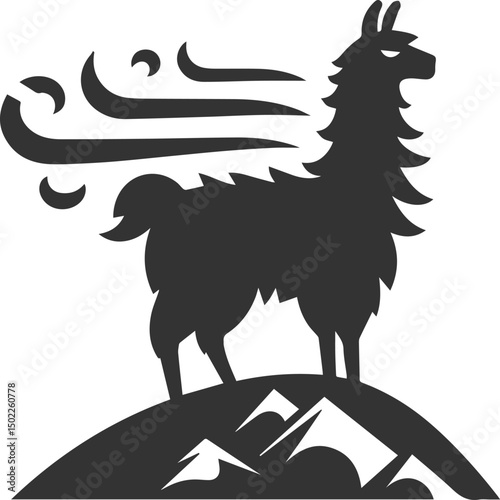 Vector llama alpaca animal art drawing silhouette