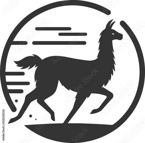 Vector llama alpaca animal art drawing silhouette