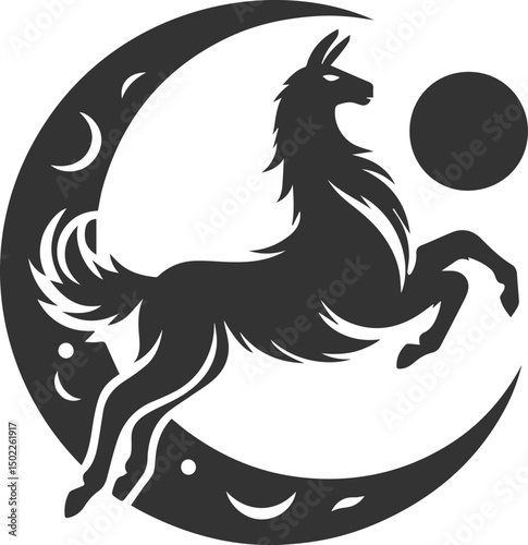 Vector llama alpaca animal art drawing silhouette