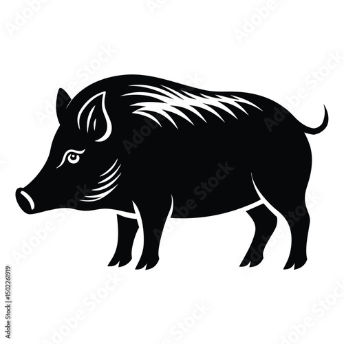 Boar Silhouette vector illustration, Wild boar silhouette vector illustration isolated on white background