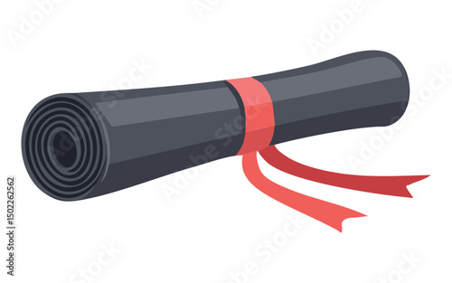 Diploma scroll tightly tied with red illustration