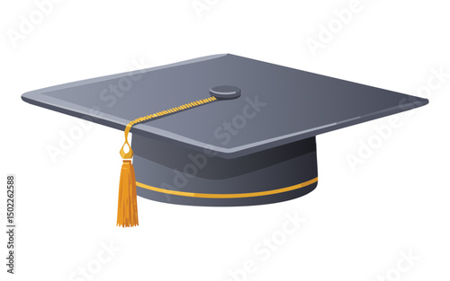 Graduation cap with gold tassel illustration