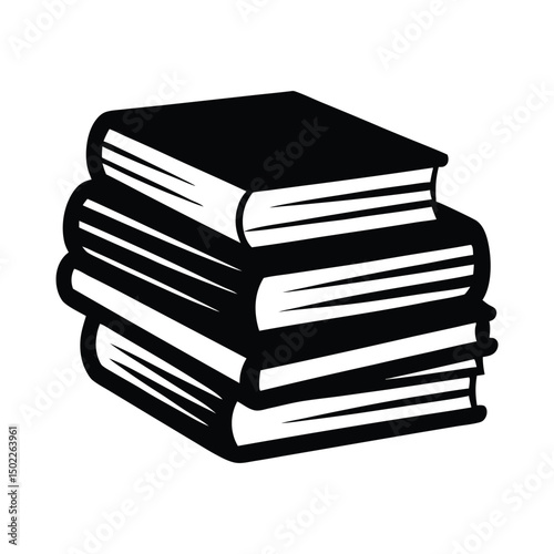 Books icon, stack of black books silhouette vector, Minimalist Stacked Books Line Art Vector Design