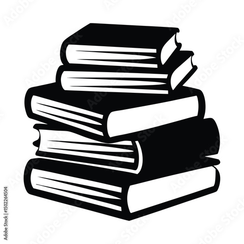 Books icon, stack of black books silhouette vector, Minimalist Stacked Books Line Art Vector Design