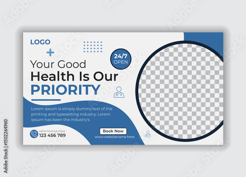 our health is our priority banner. Medical healthcare web banner template