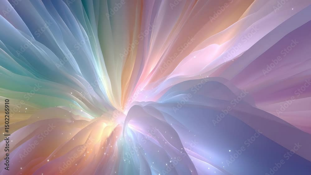 Abstract Pastel Rainbow Background with Glowing Light and Flowing Waves