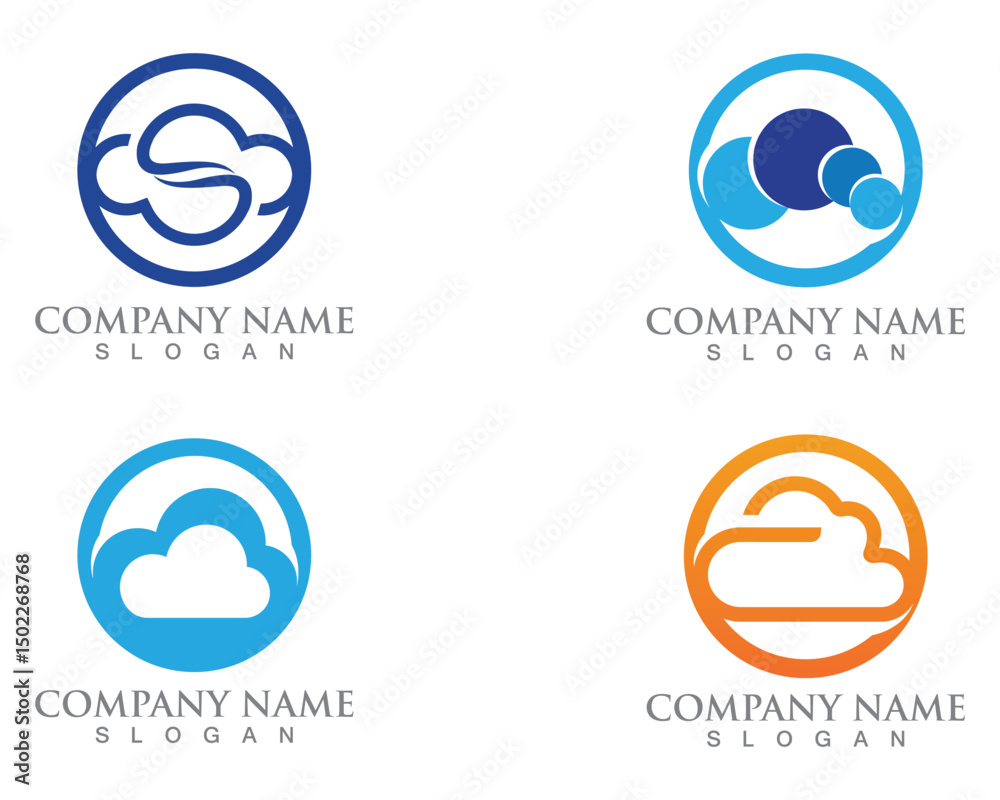 Obraz premium Cloud logo servers data and symbols icons