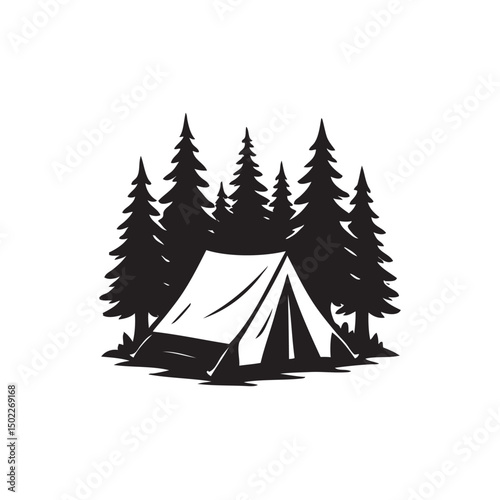 camping in the forest vector