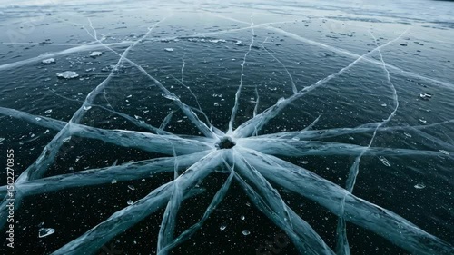 4K resolution, slow motion, cracked ice with intricate patterns subtle blue hue, ice surface shattering with alpha channel. Transparent background for motion design, VFX, winter,dramatic transitions. 