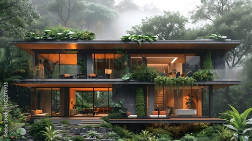 Modern Metal House, Minimalist Exterior with Ecuadorian Country-Style Interior, AI-Generated, Natural Textures, Vibrant Hues, Dynamic Landscapes