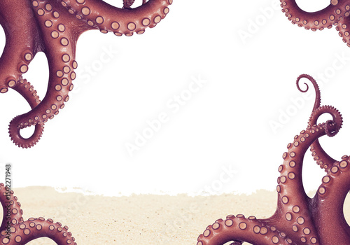 Grungy Tentacle Border with Submerged Textures for Eerie or Sci-Fi Designs