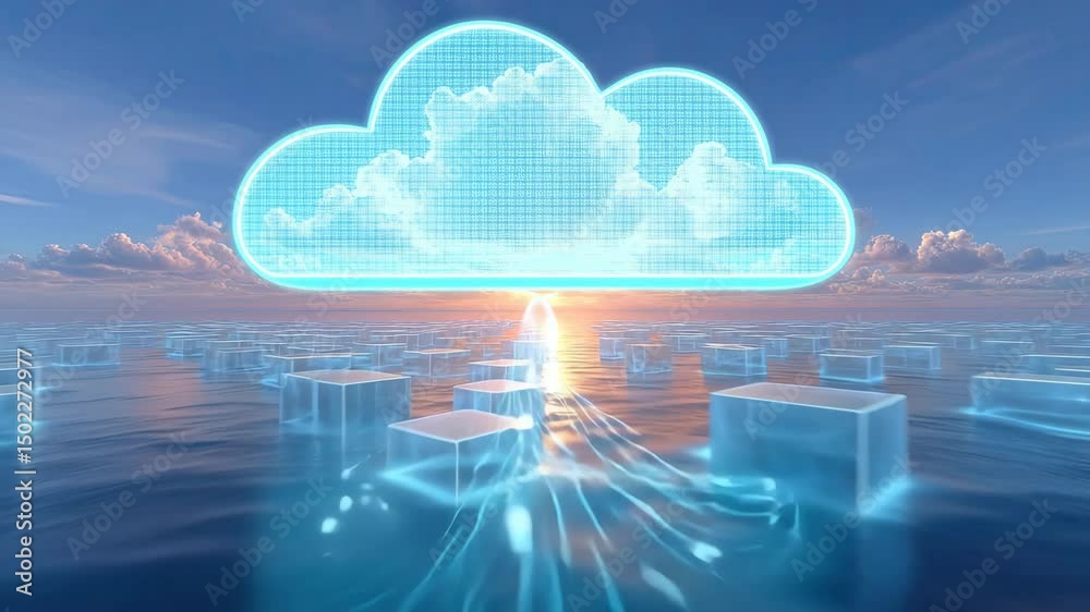 Cloud-over-map concept, decentralized social media operates without servers, decentralized social media runs globally, and decentralized social media thrives in open architecture, worldwide social 