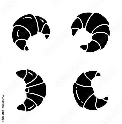 croissant silhouette set, isolated background