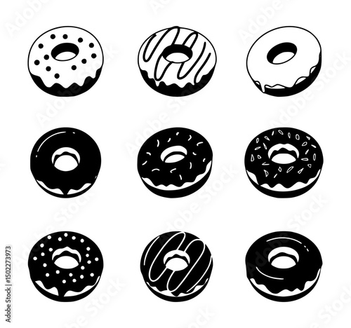 donut silhouette set, isolated background