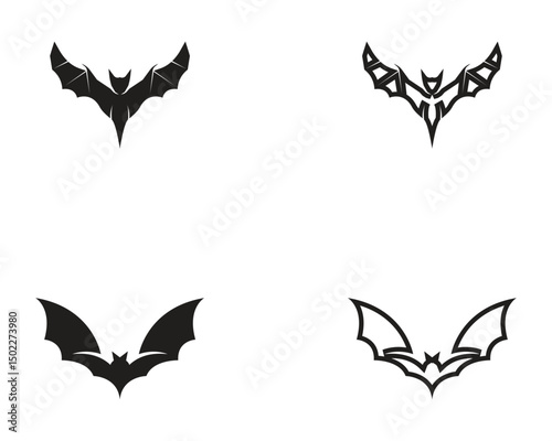 Bat black  logo template white background icons app