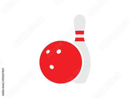 Bowling ball and skittles design, vector, isolated on transparent background