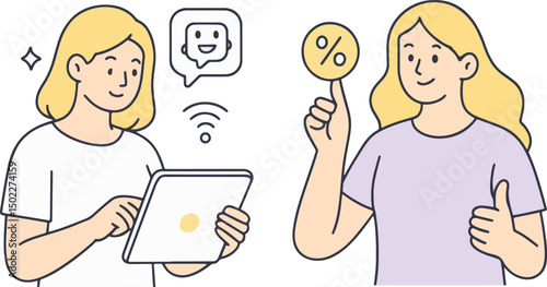 Online Shopping Offer Vector Illustration on White Background