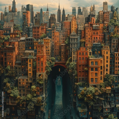 new york city skyline,generative ai illustration