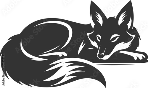 Artwork animal drawing silhouette of a jackal vector