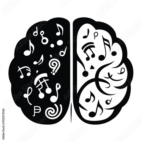 Silhouette of a human head with a brain illustration inside