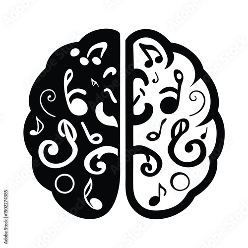 Silhouette of a human head with a brain illustration inside