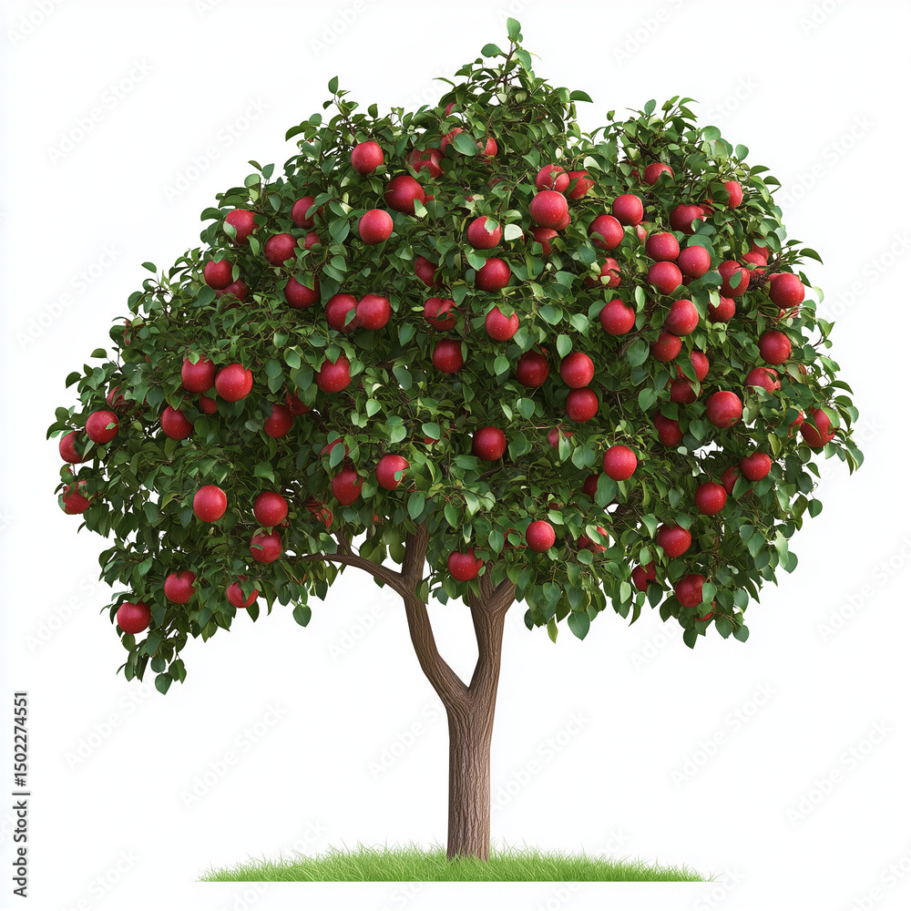 Fototapeta premium Apple tree isolated on white background, generated ai 