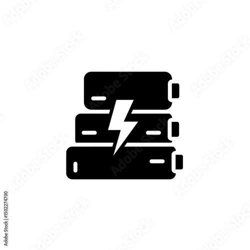 Battery storage unit icon with electric bolt symbol  