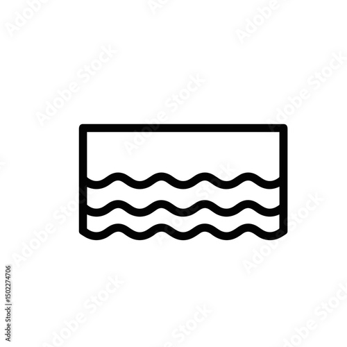 Line art reservoir icon with wavy water design  