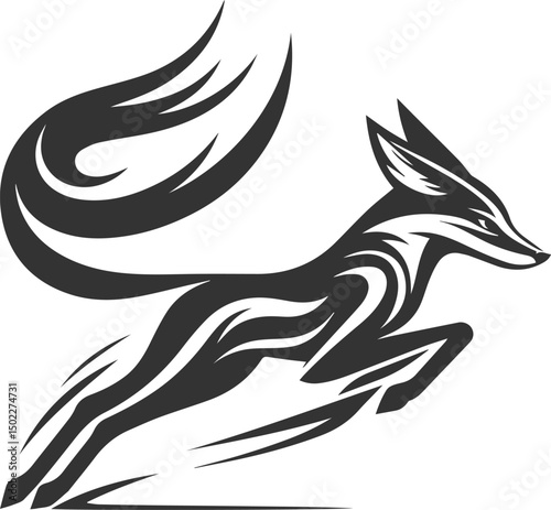 Artwork animal drawing silhouette of a jackal vector