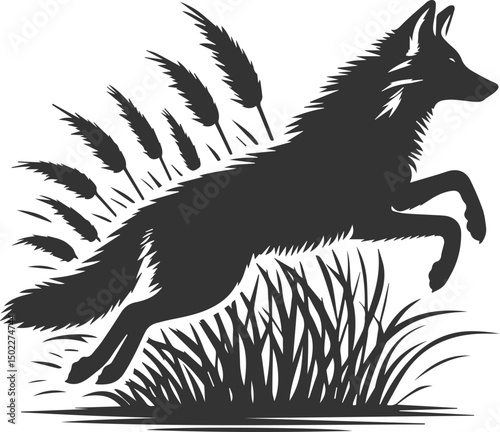 Artwork animal drawing silhouette of a jackal vector