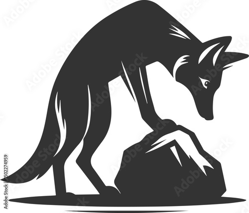 Artwork animal drawing silhouette of a jackal vector