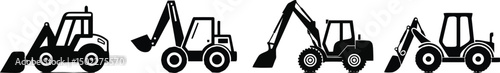 Backhoe Loader Vector Silhouette Transparent Background Construction Equipment Icon