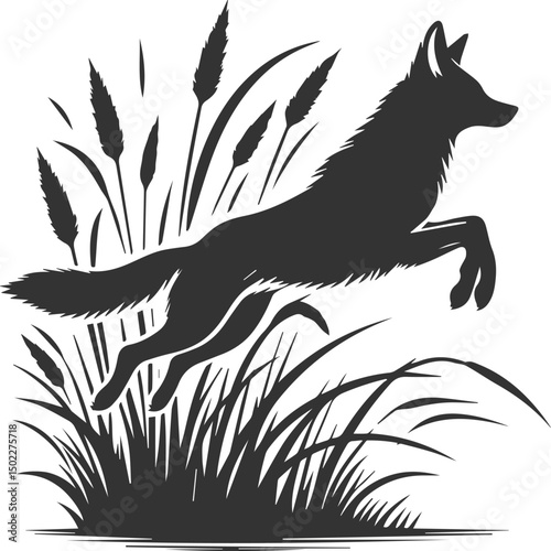 Artwork animal drawing silhouette of a jackal vector