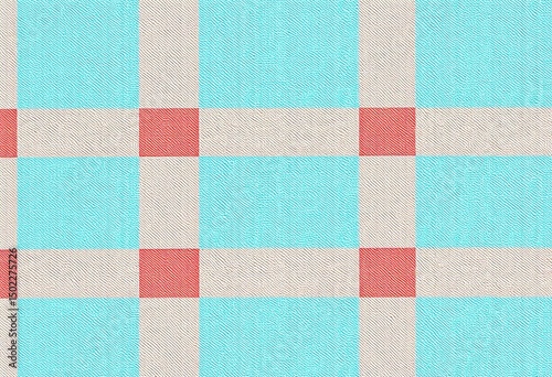 Light blue and coral colored checkered pattern. photo