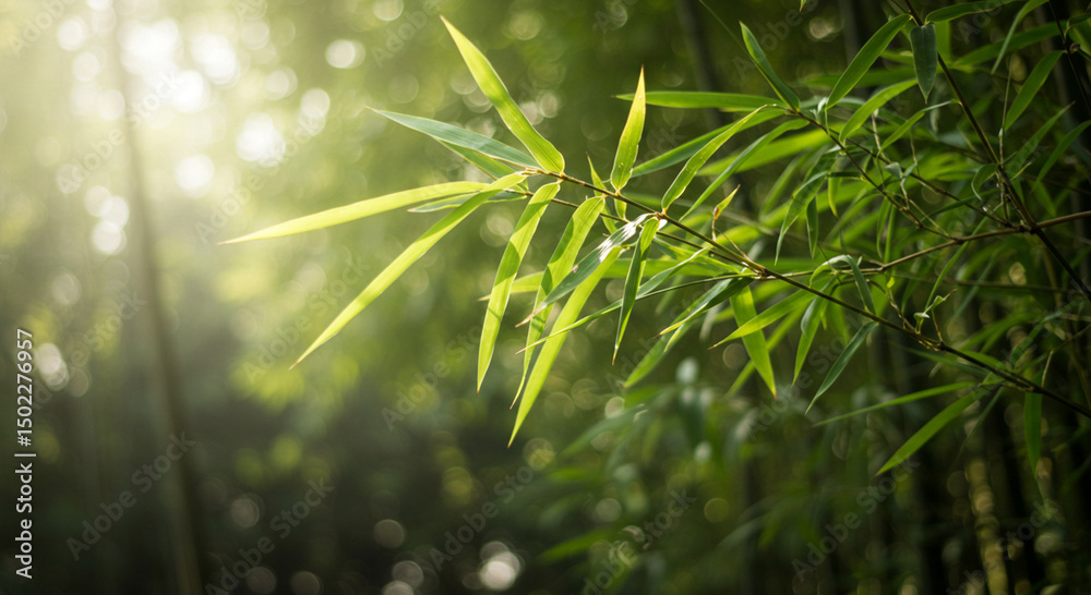 Fototapeta premium Sunlit Bamboo and Grasses in a Lush Jungle