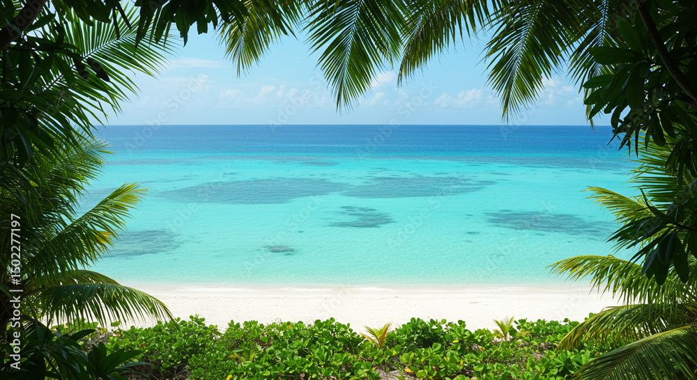 Fototapeta premium Tropical Blue Ocean Beach on a Summer Day