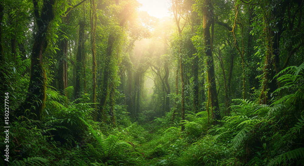 Obraz premium Lush Green Jungle Foliage in a Tropical Ecoregion