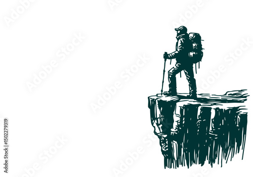 Mountain Hiker sketch vector illustration