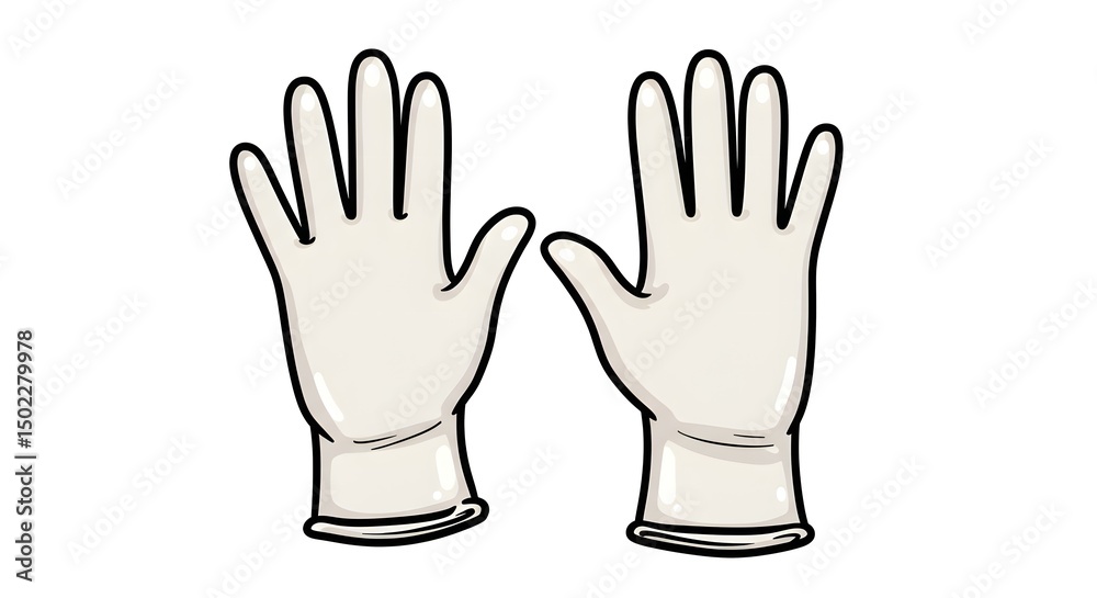 Fototapeta premium Illustrated White Gloves: Protection and Hygiene