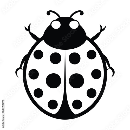 A charming ladybug, delicately detailed in black and white, showcasing simple elegance and symbolic purity