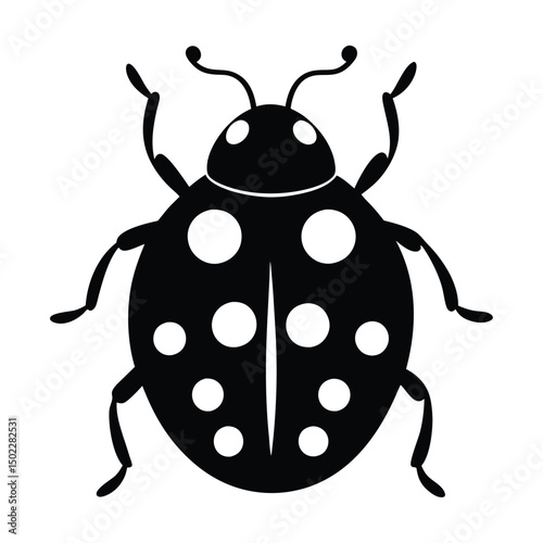 A charming ladybug, delicately detailed in black and white, showcasing simple elegance and symbolic purity